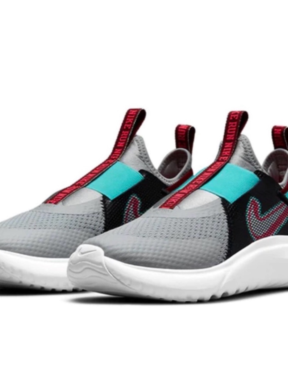 Nike Kids Slip-On Sneakers in Gray, Turquoise and Fuchsia